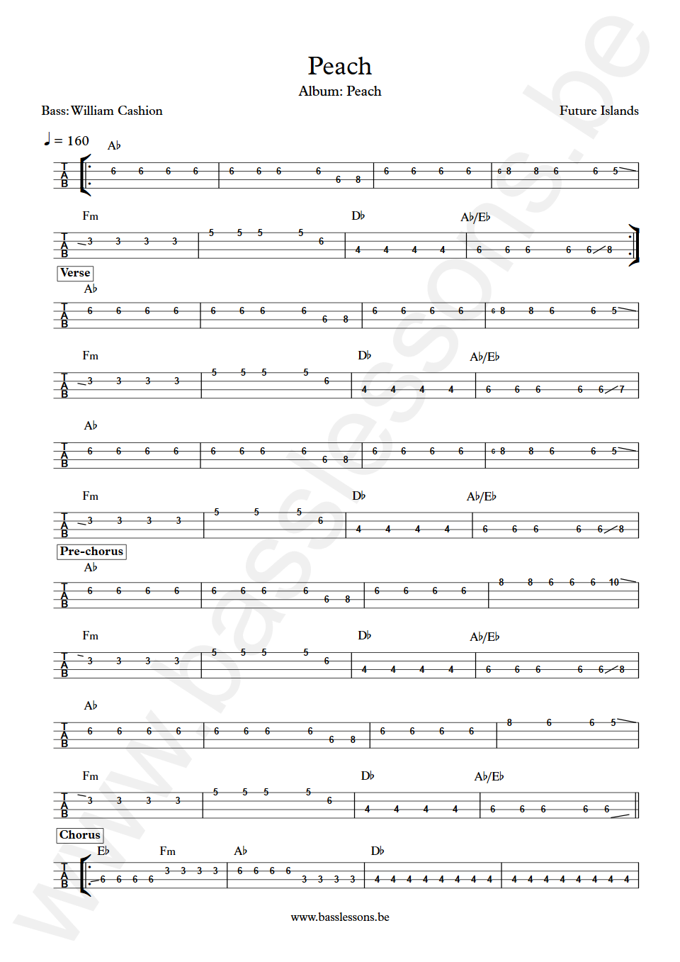 Future Islands Peach William Cashion Bass Tab