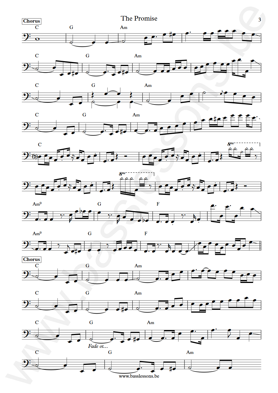 Arcadia The promise Mark Egan Bass Transcription part 3