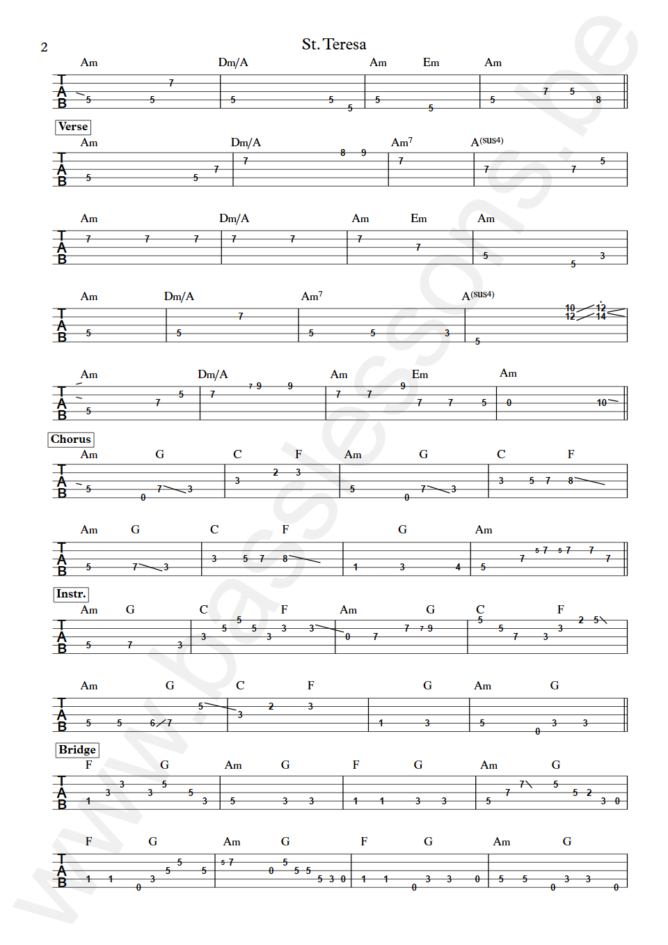 Joan Osborne St. Teresa Mark Egan Bass Tab part 2