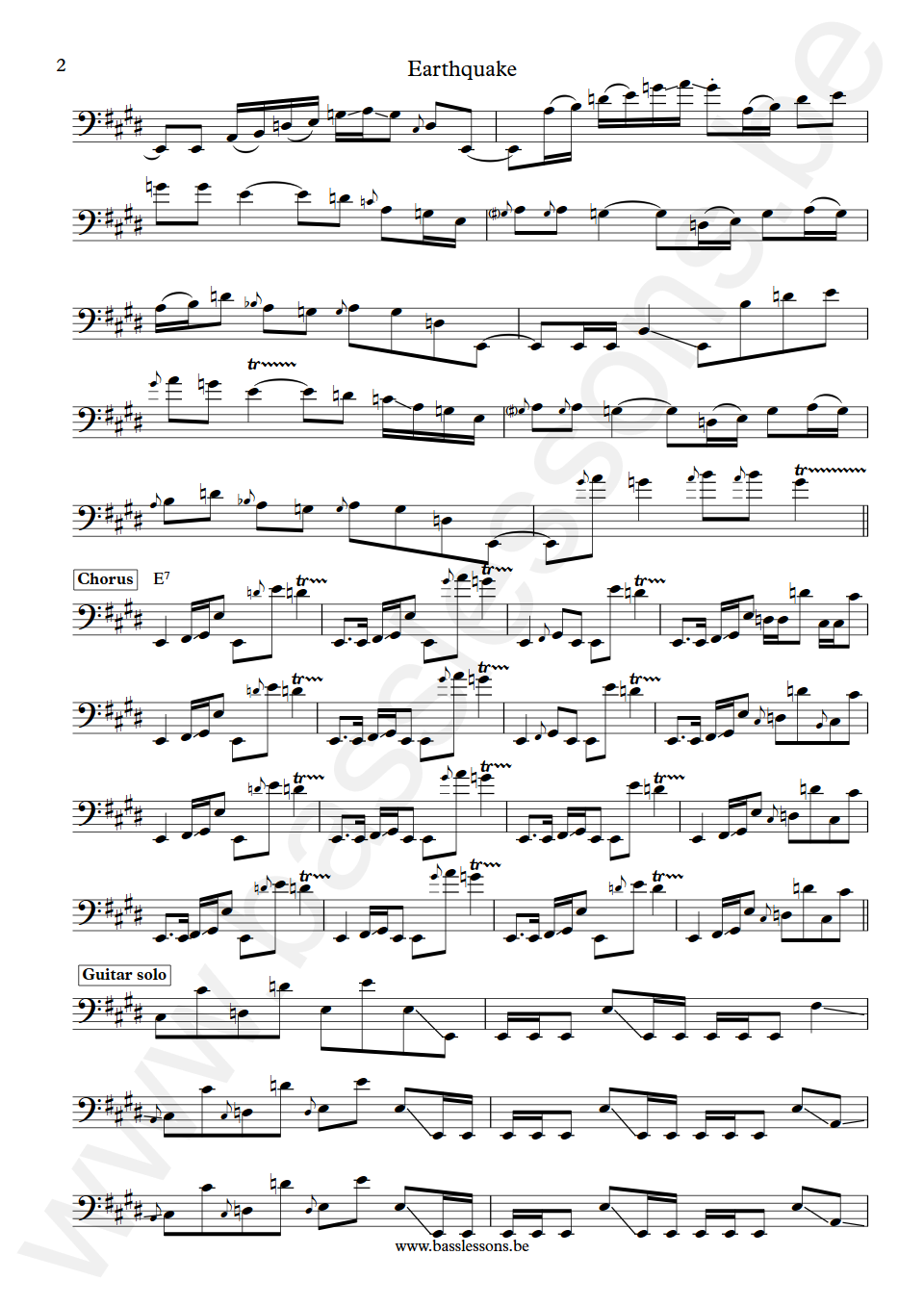 Graham Central Station Earthquake Larry Graham Bass Transcription part 2