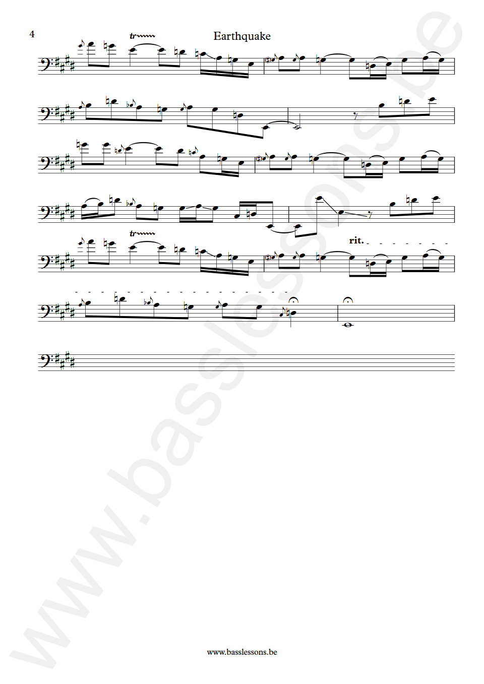 Graham Central Station Earthquake Larry Graham Bass Transcription part 4