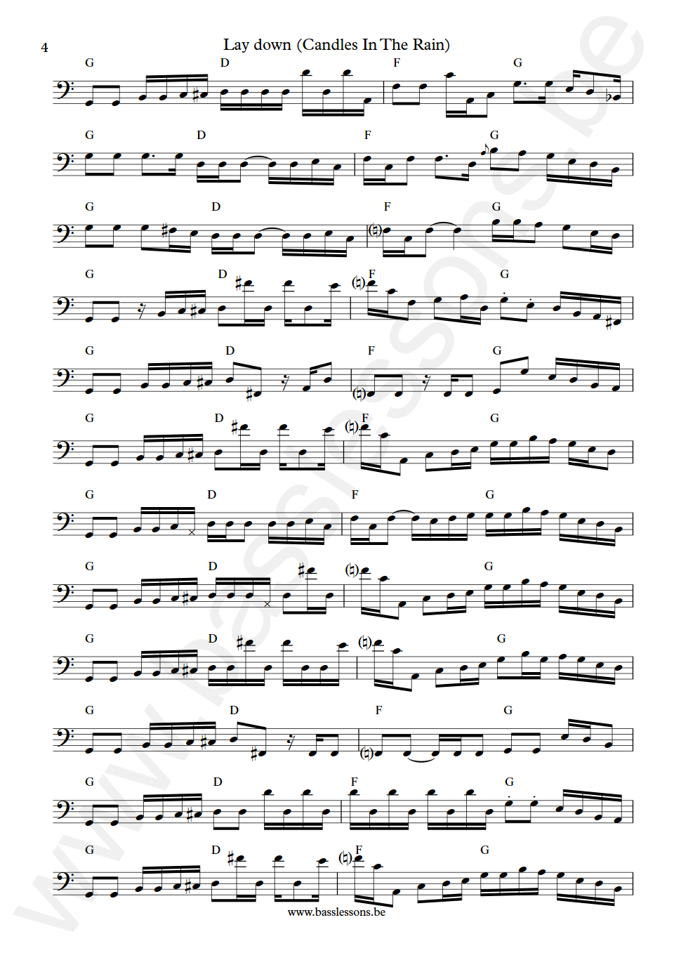 Melanie & The Edwin Hawkins Singers Lay down (Candles In The Rain) Herbie Flowers Bass Transcription part 4