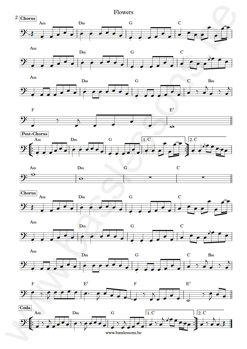 Miley Cyrus Flowers Kid Harpoon Bass Transcription part 2