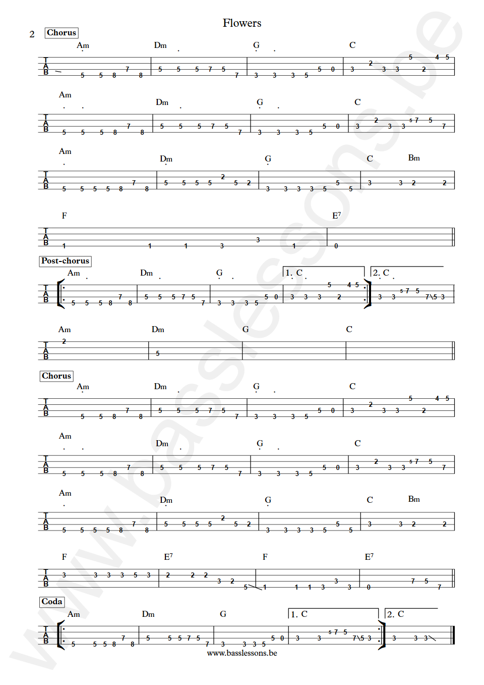 Miley Cyrus Flowers Kid Harpoon Bass Tab part 2