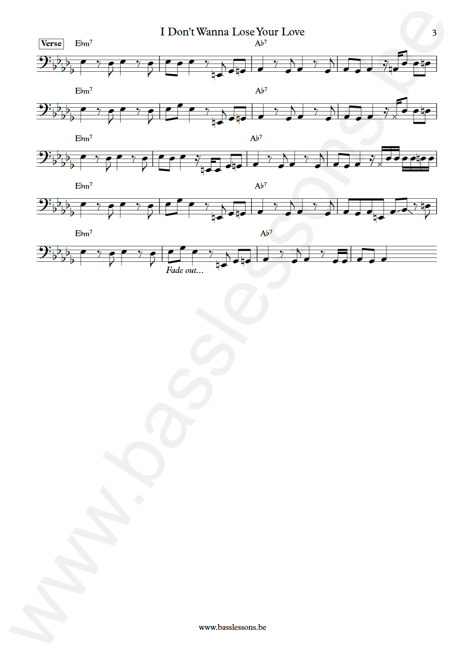 The Emotions I Don't Wanna Lose Your Love Verdine White Bass Transcription part 3