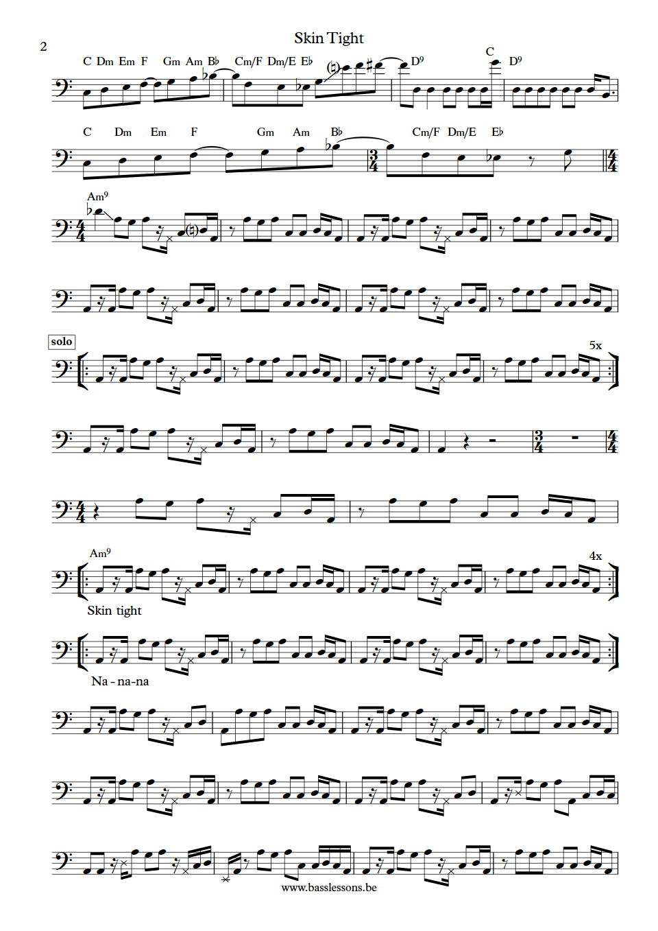 Ohio Players Skin Tight Marshall Jones bass transcription part 2