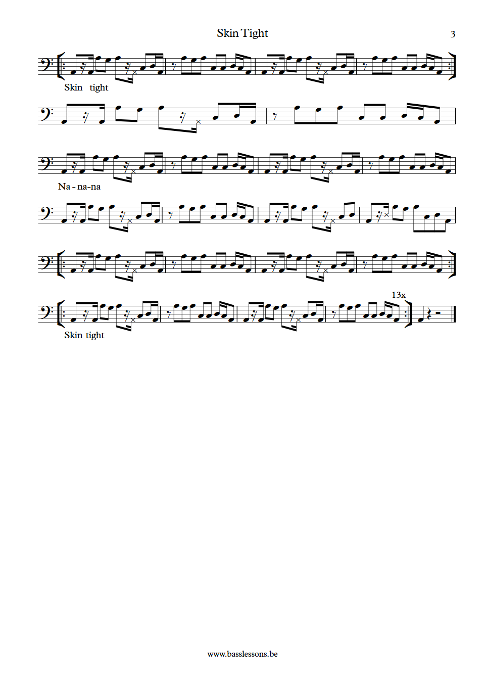 Ohio Players Skin Tight Marshall Jones bass transcription part 3