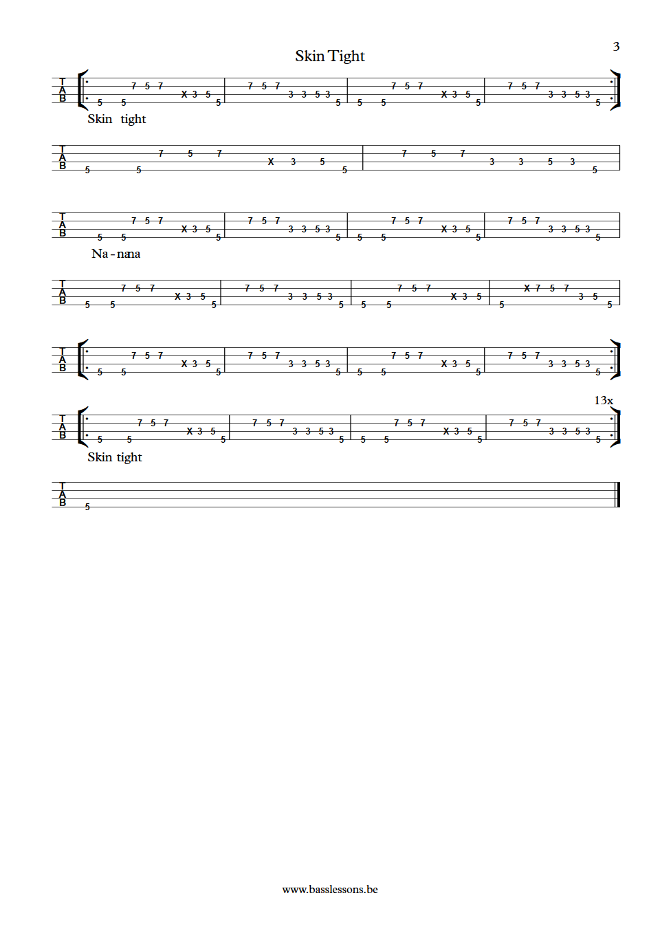 Ohio Players Skin Tight Marshall Jones bass tab part 3