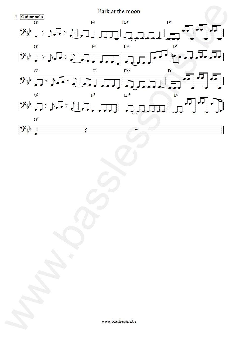 Ozzy Osbourne Bark at the Moon Robert Trujillo Bass Transcription part 4