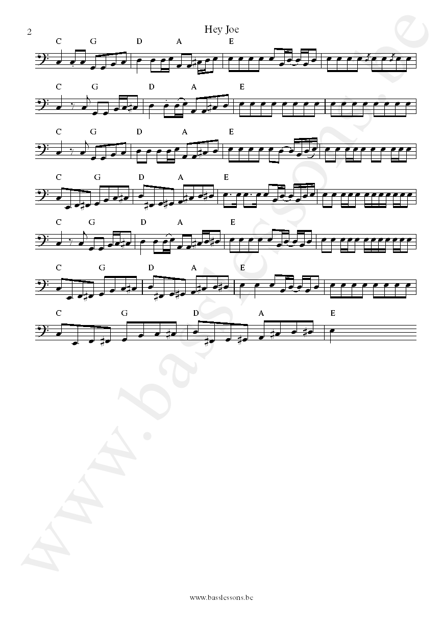 Jimi Hendrix - Hey Joe - Noel Redding bass transcription part 2