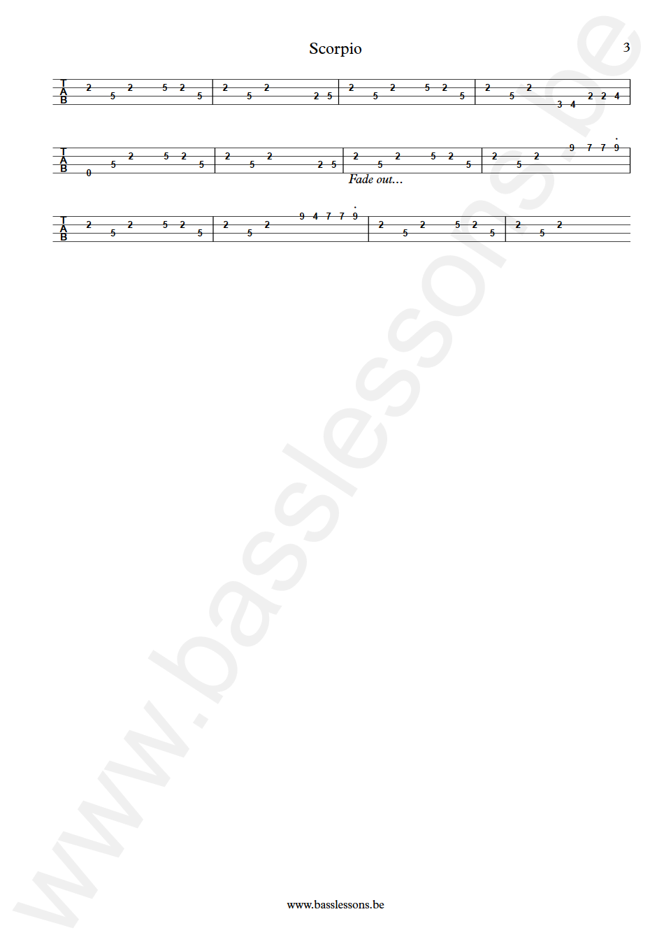 Dennis Coffey and The Detroit Guitar Band Scorpio Bob Babbitt Bass Tab part 3