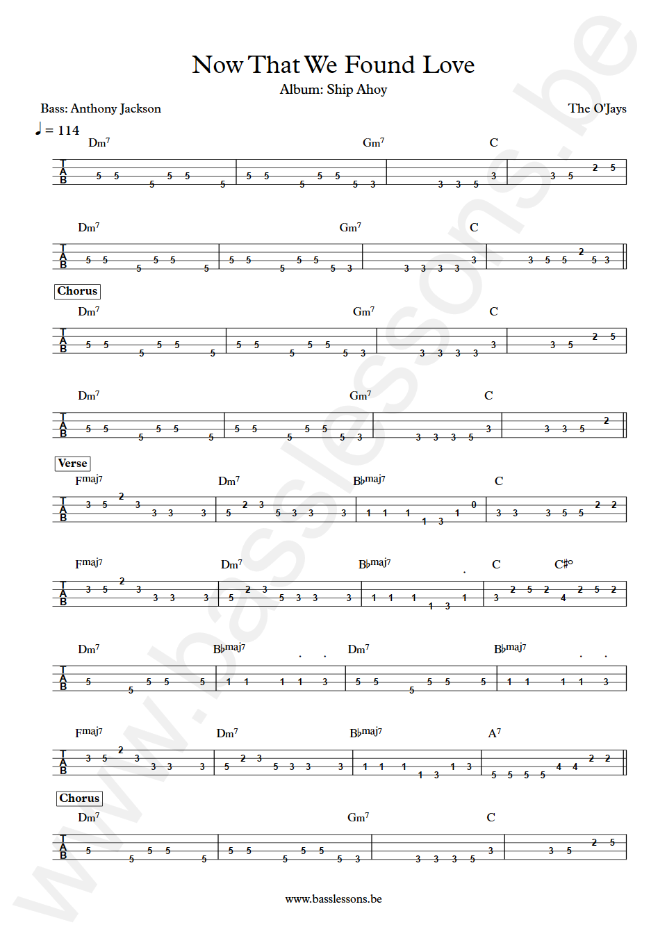 The O'Jays Now That We Found Love Anthony Jackson Bass Tab