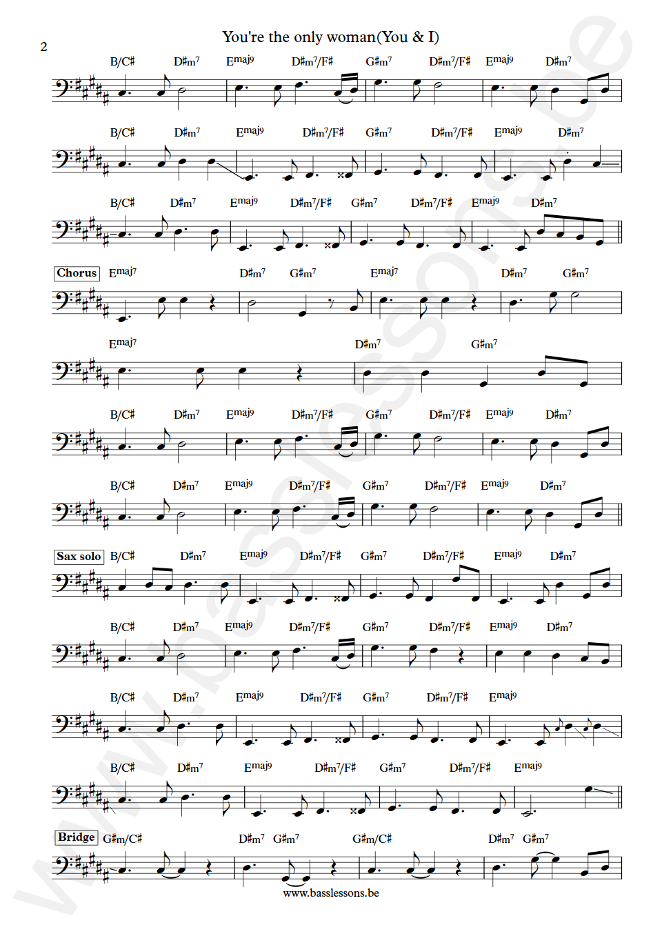 Ambrosia You're the only woman Joe Puerta Bass Transcription part 2