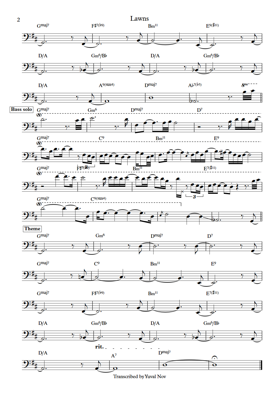 Carla Bley Lawns Steve Swallow Bass Transcription part 2