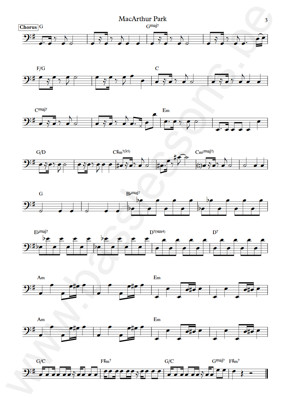 Donna Summer MacArthur Park Sal Guglielmi Bass Transcription part 3