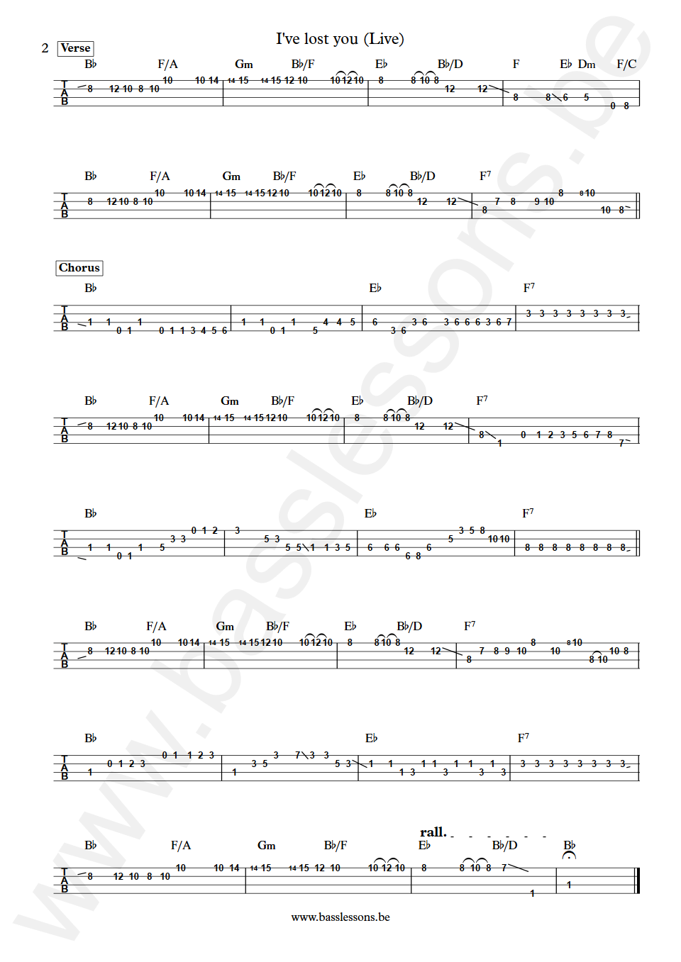 Elvis Presley I've lost you (Live) Jerry Scheff Bass Tab part 2
