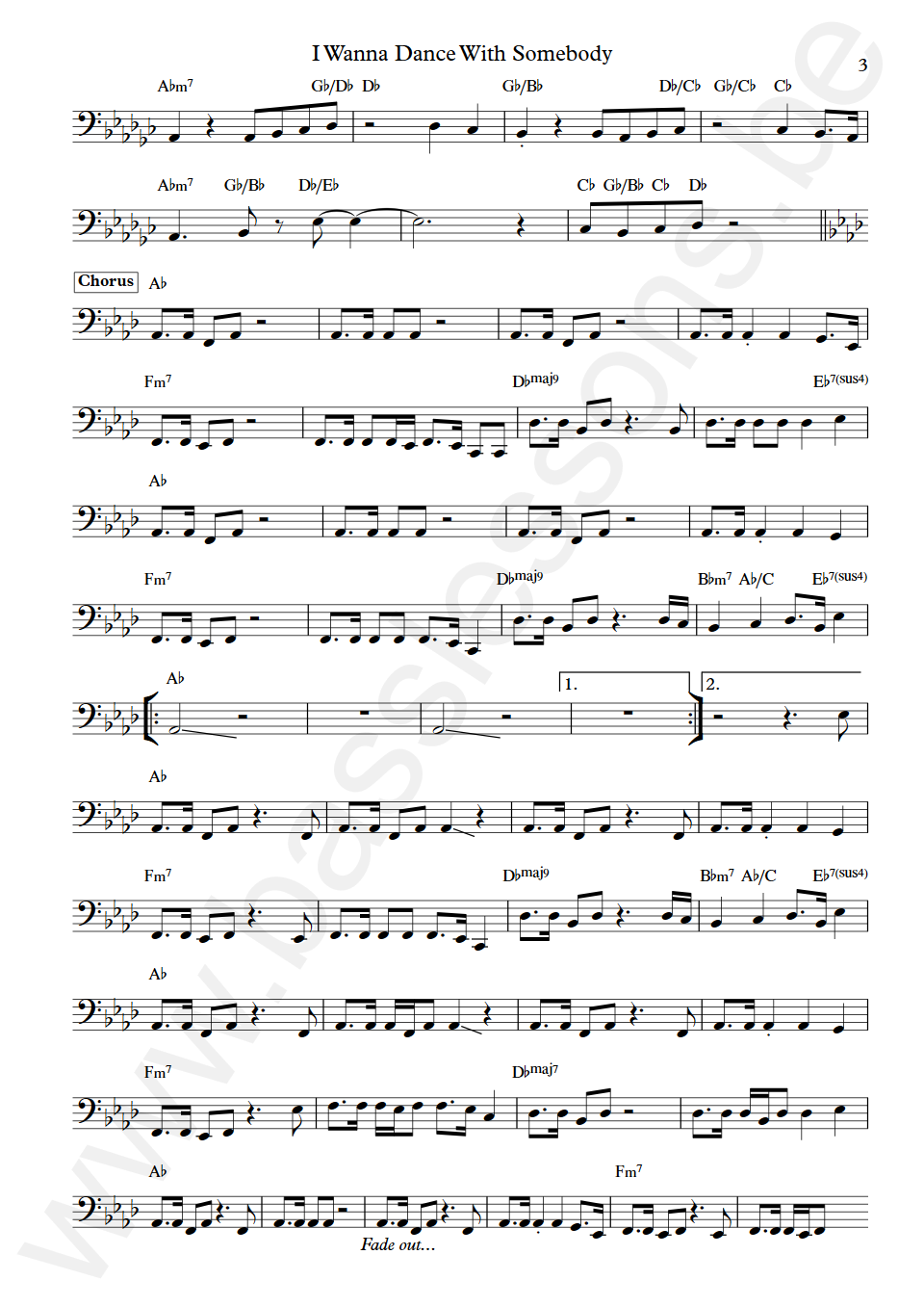 Whitney Houston I Wanna Dance With Somebody Randy Jackson Bass Transcription part 3