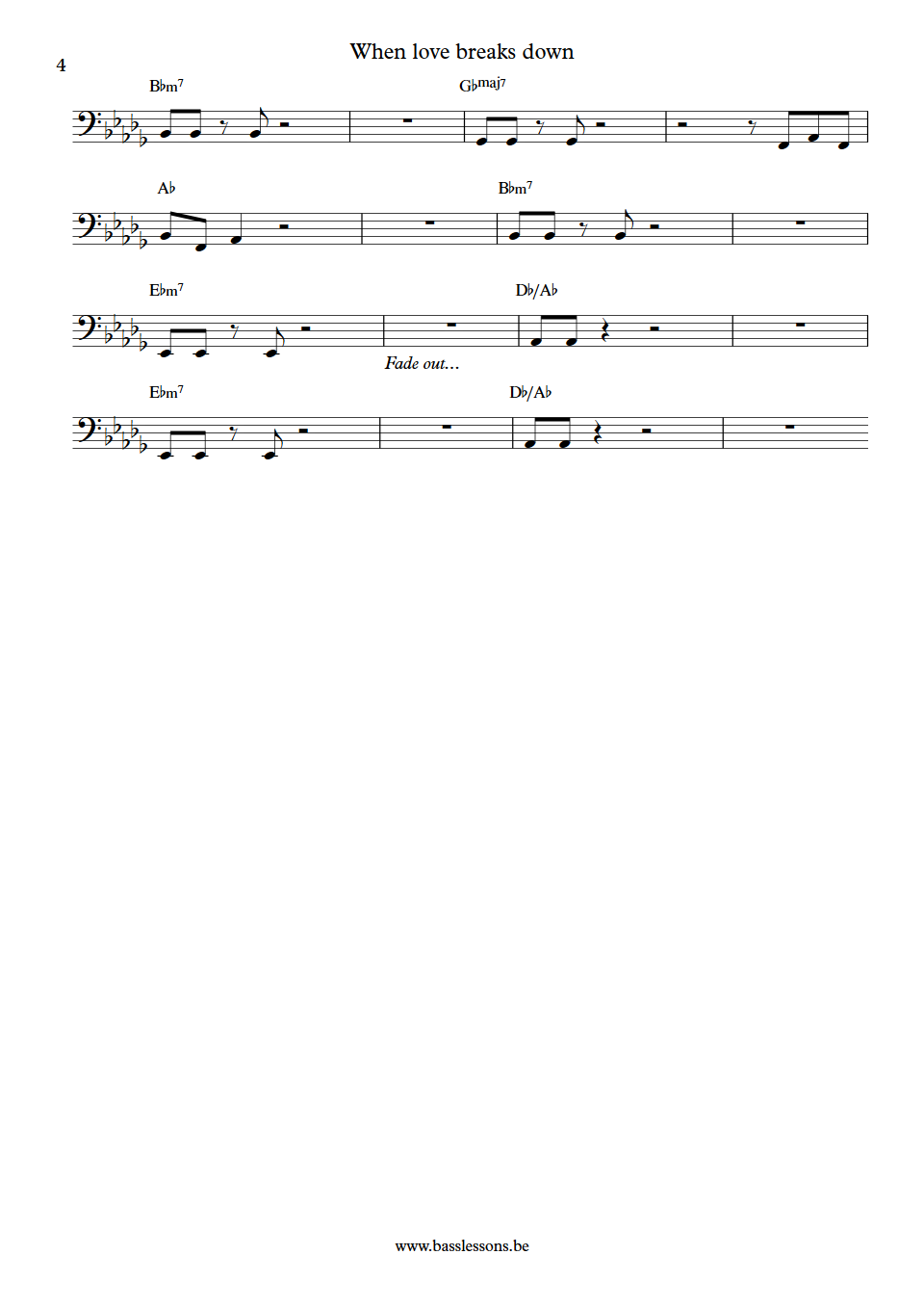 Prefab Sprout when love breaks down Martin McAloon Bass Transcription part 4