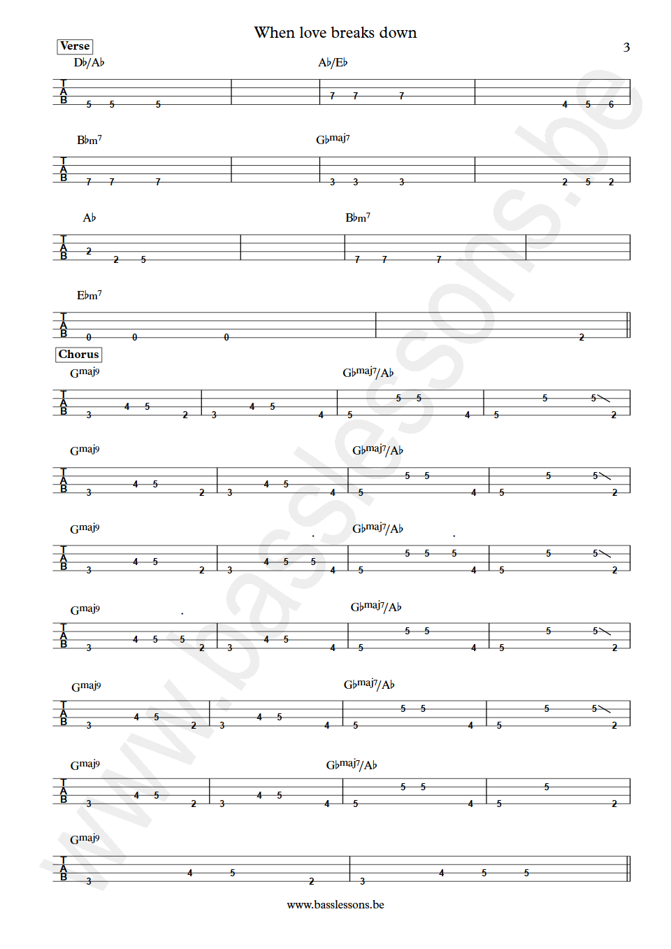 Prefab Sprout when love breaks down Martin McAloon Bass Tab part 3