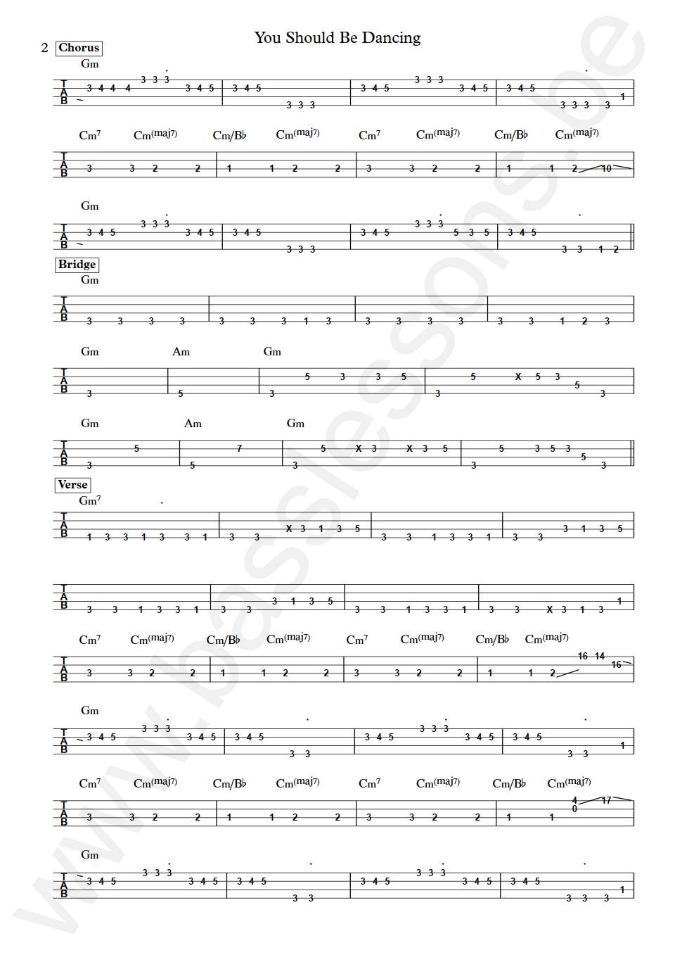 Bee Gees You Should Be Dancing Maurice Gibb Bass Tab part 2