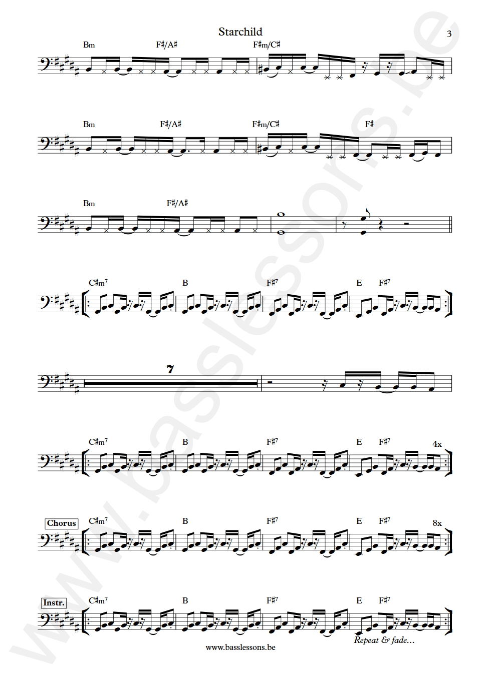 Level 42 Starchild Mark King Bass Transcription part 3