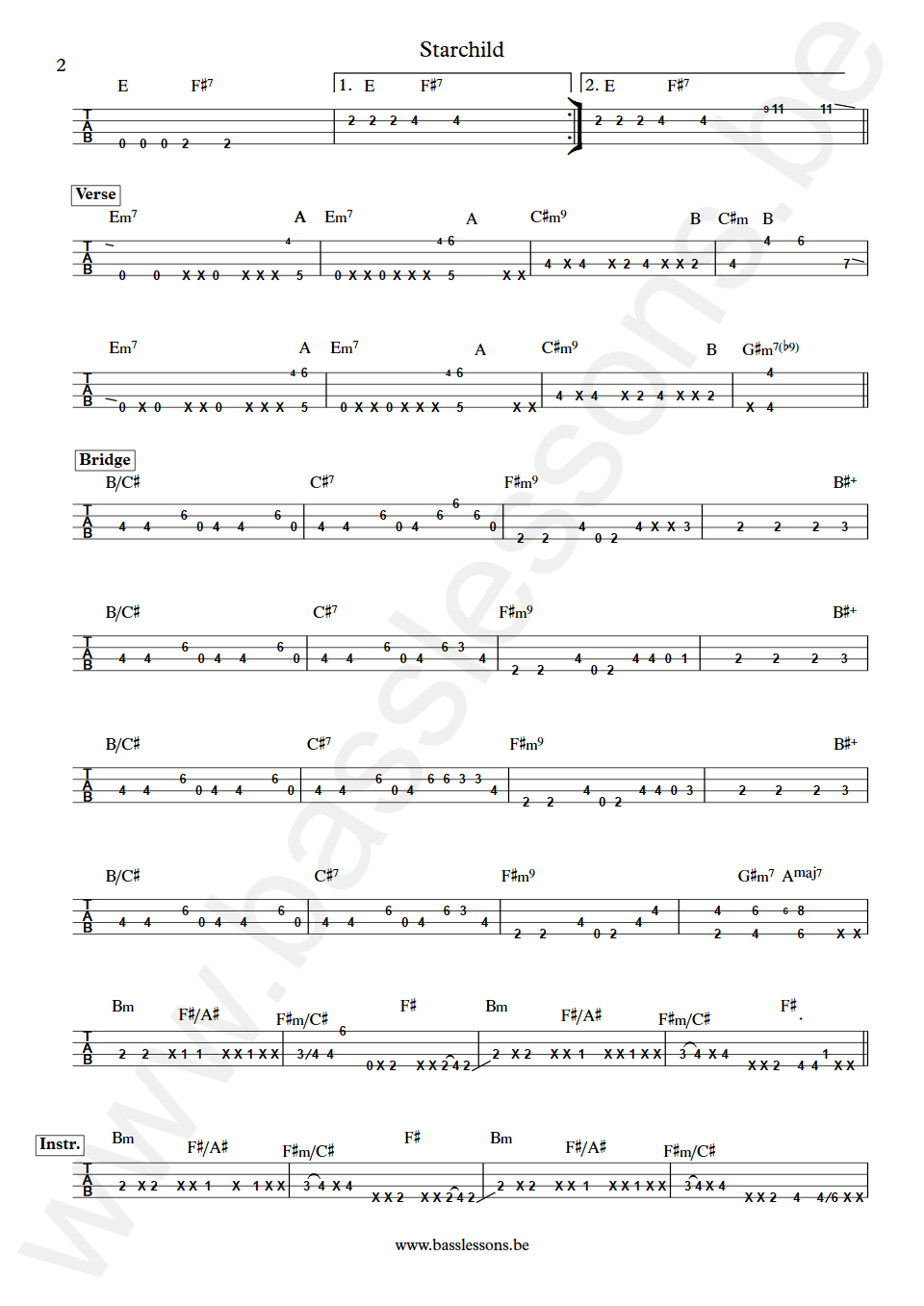 Level 42 Starchild Mark King Bass Tab part 2