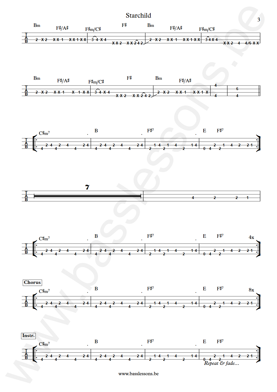 Level 42 Starchild Mark King Bass Tab part 3