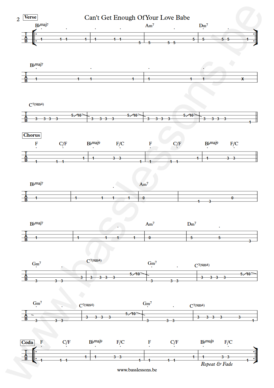 Barry White Can't Get Enough Of Your Love Babe Scott Edwards Bass Tab part 2