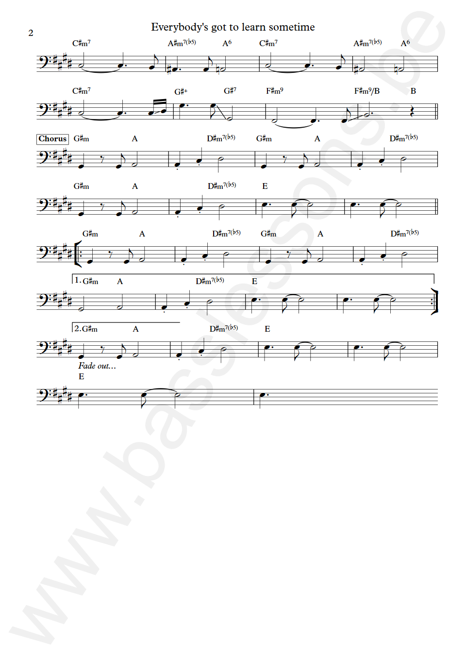 The Korgis Everybody's got to learn sometime James Warren Bass Transcription part 2