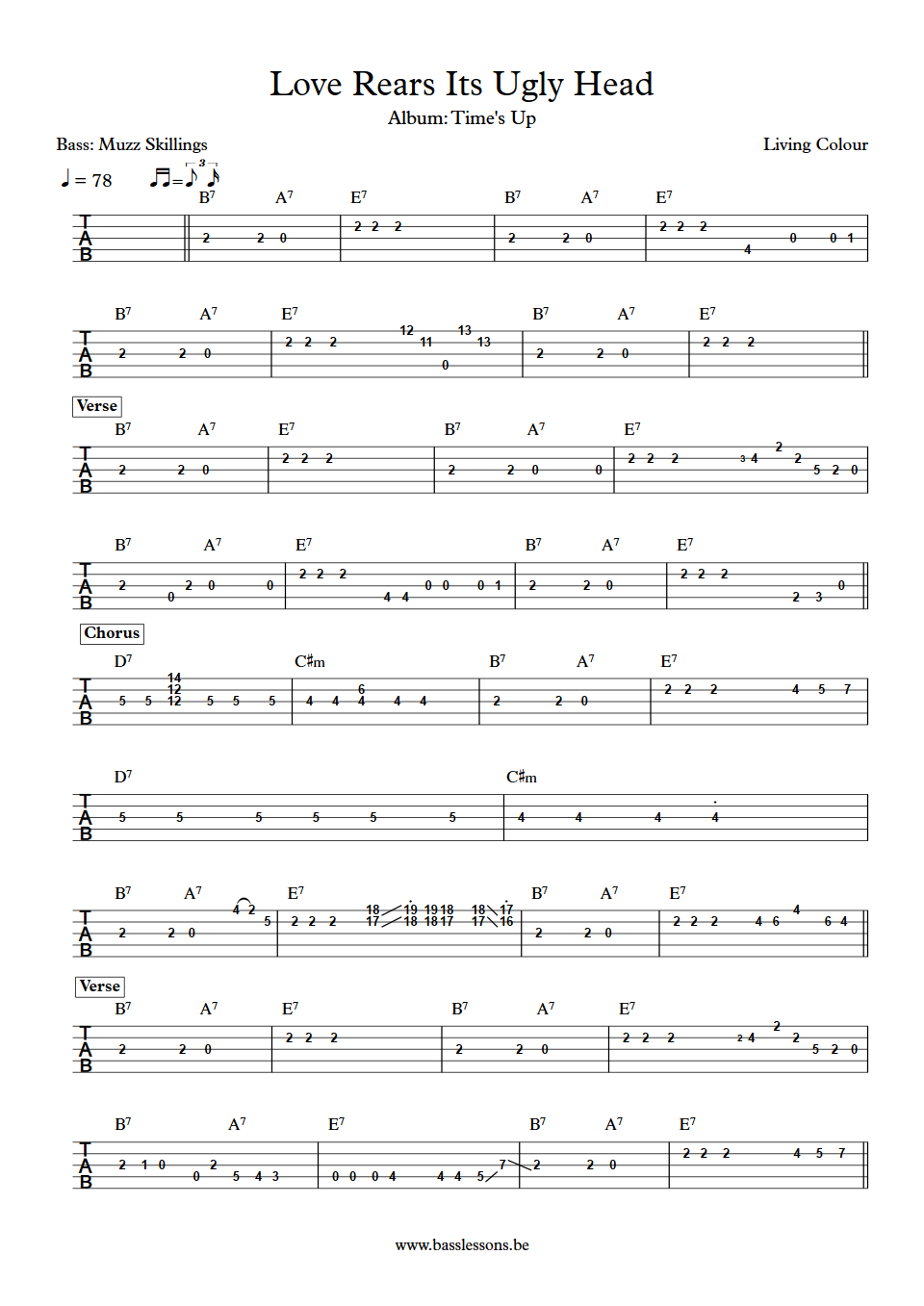 Living Colour Love rears its ugly head Muzz Skillings Bass Tab