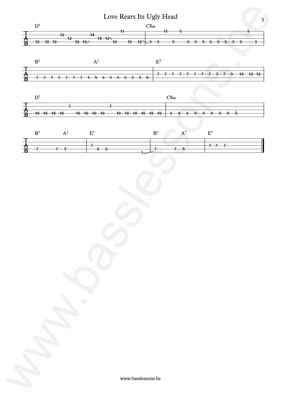 Living Colour Love rears its ugly head Muzz Skillings Bass Tab part 3