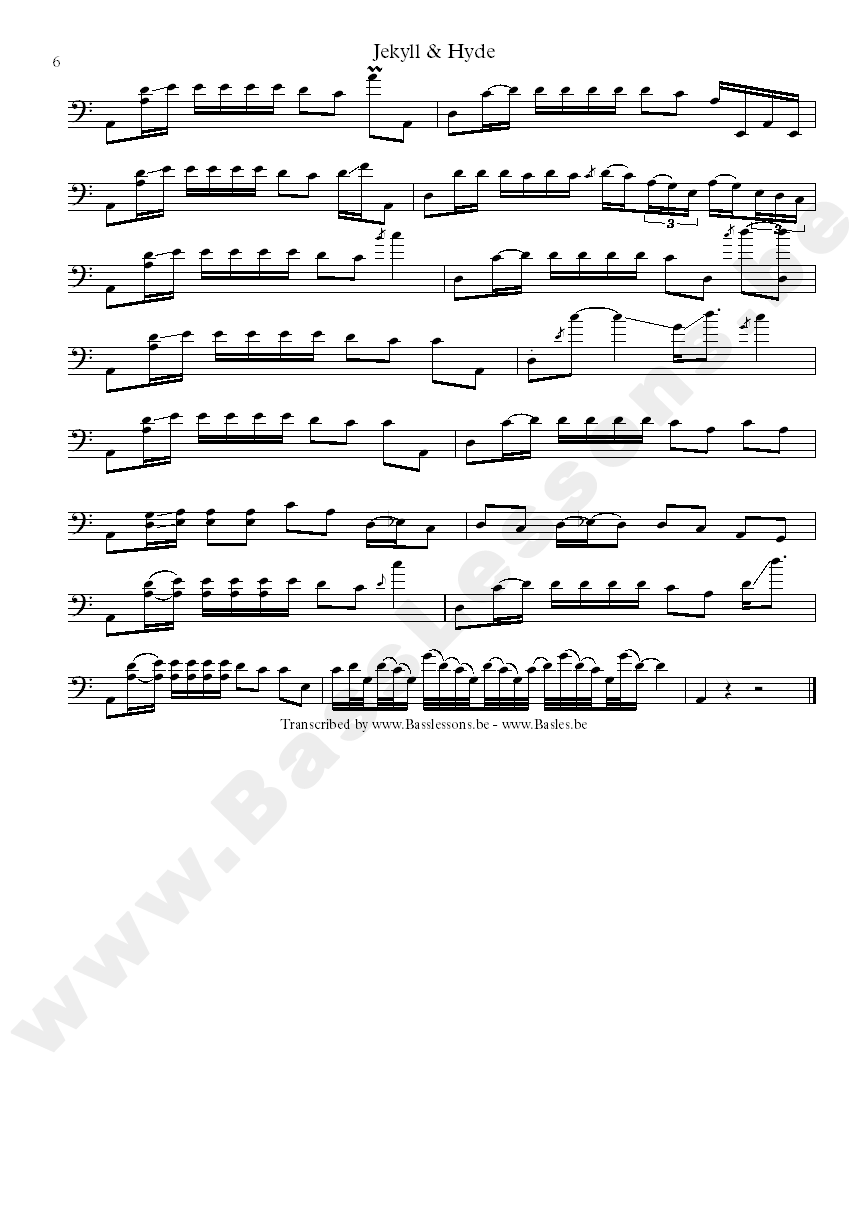 Marcus Miller Jekyll & Hyde Bass Transcription