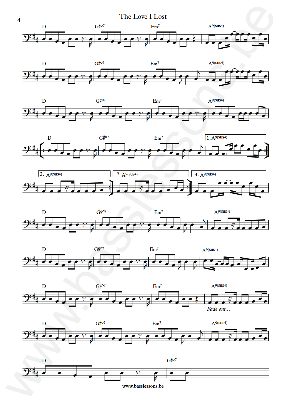 Harold Melvin & The Blue Notes The Love I Lost Ronnie Baker Bass Transcription part 4