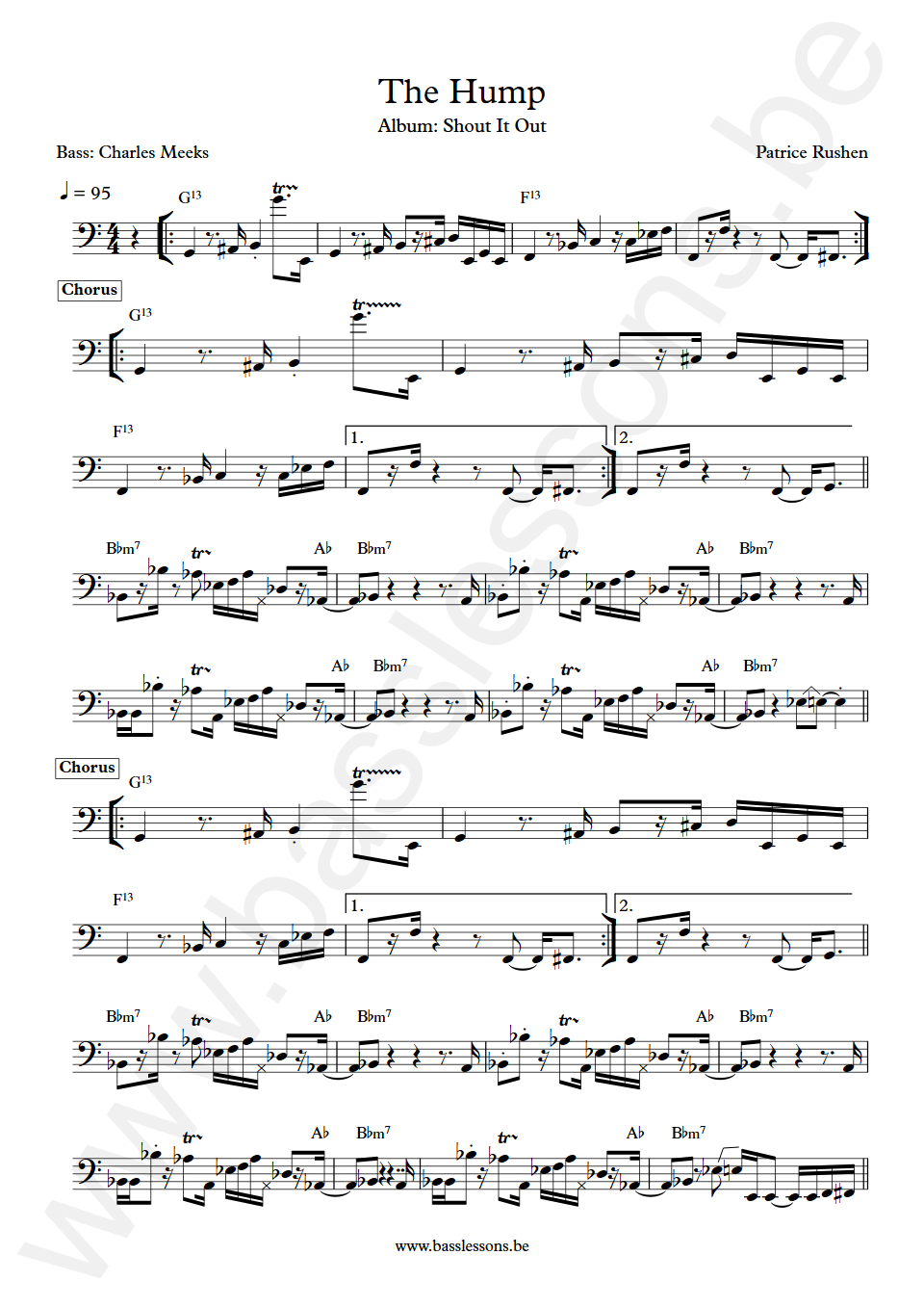 Patrice Rushen The Hump Charles Meeks Bass Transcription