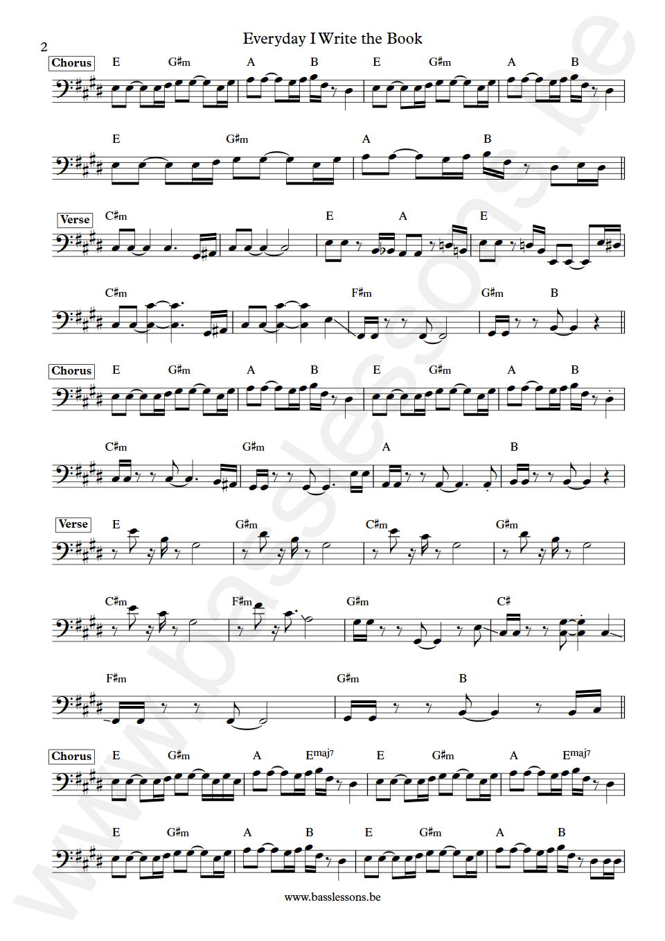 Elvis Costello Everyday I Write the Book Bruce Thomas Bass Transcription part 2