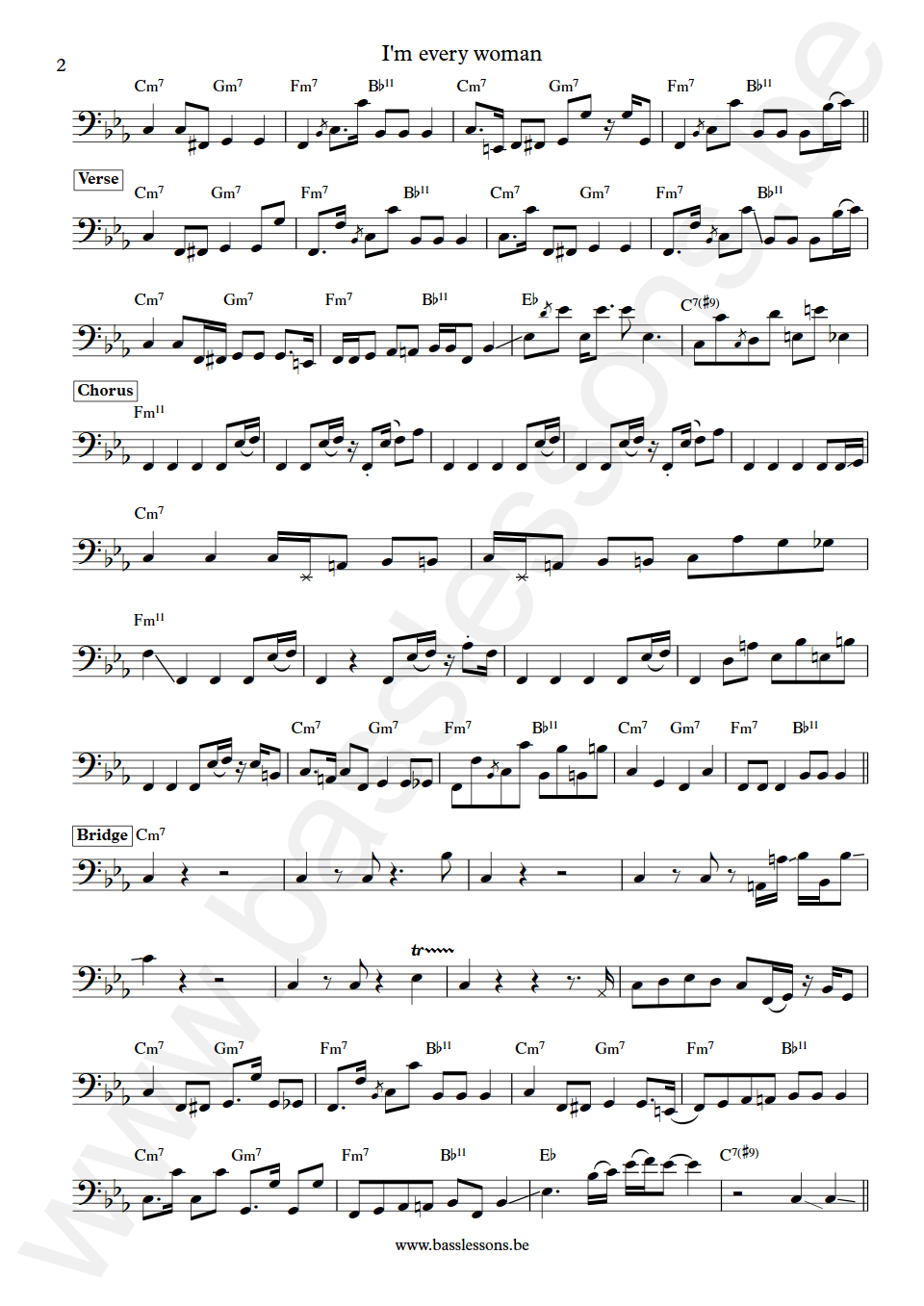 Chaka Khan I'm every woman Will Lee Bass Transcription part 2