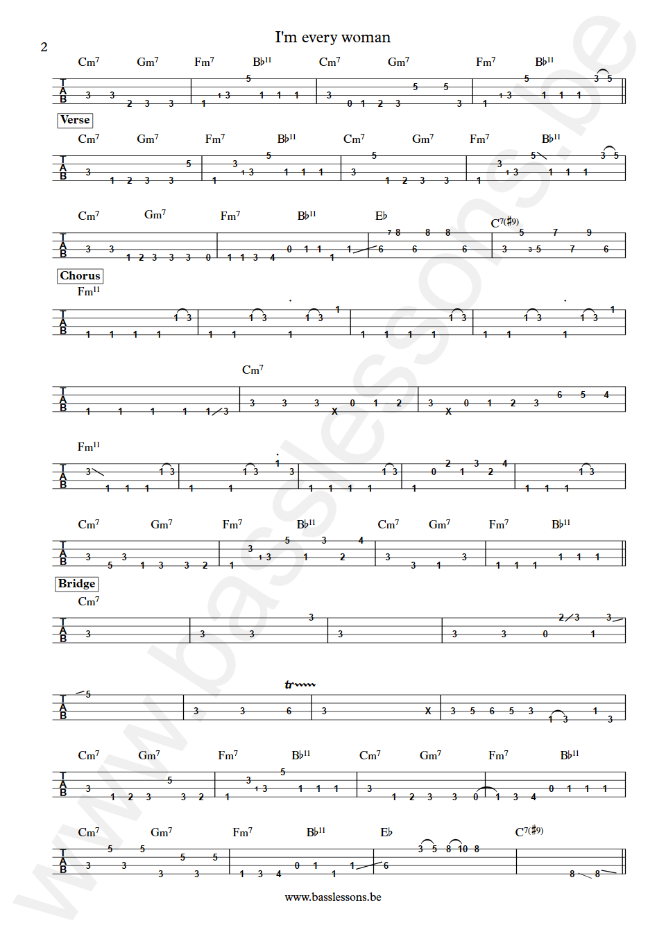 Chaka Khan I'm every woman Will Lee Bass Tab part 2