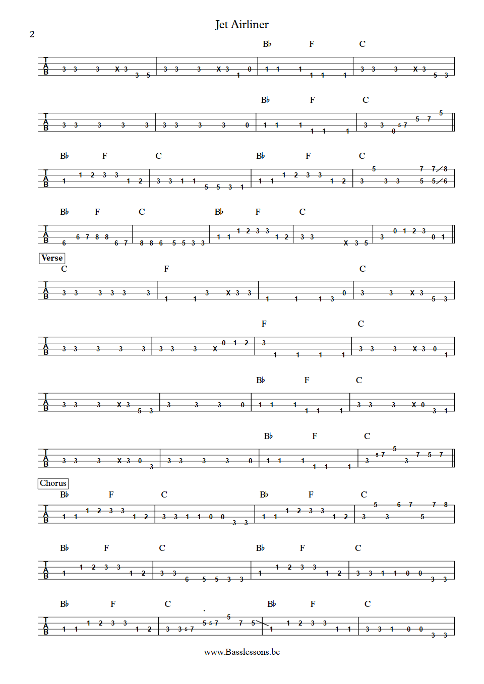 Steve Miller Band Jet Airliner Lonnie Turner Bass Tab part 2