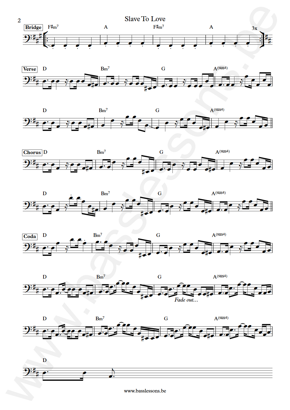 Bryan Ferry Slave To Love Tony Levin Bass Transcription part 2