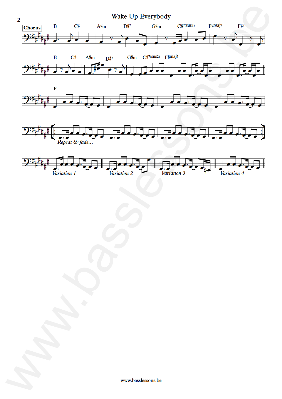 Harold Melvin & The Blue Notes Wake Up Everybody Ronnie Baker Bass Transcription part 2