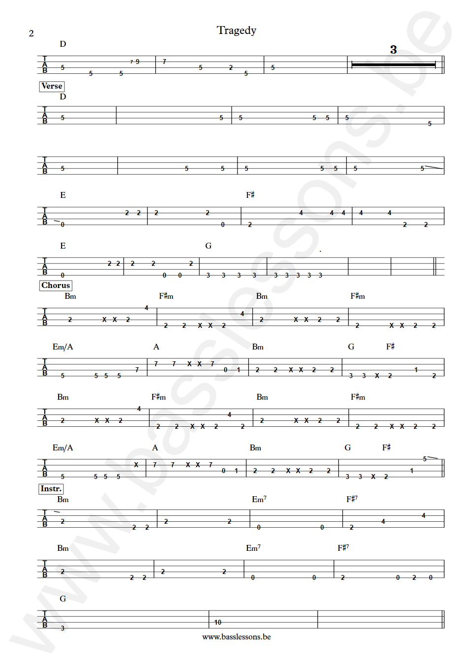 Bee Gees Tragedy Maurice Gibb Bass Tab part 2