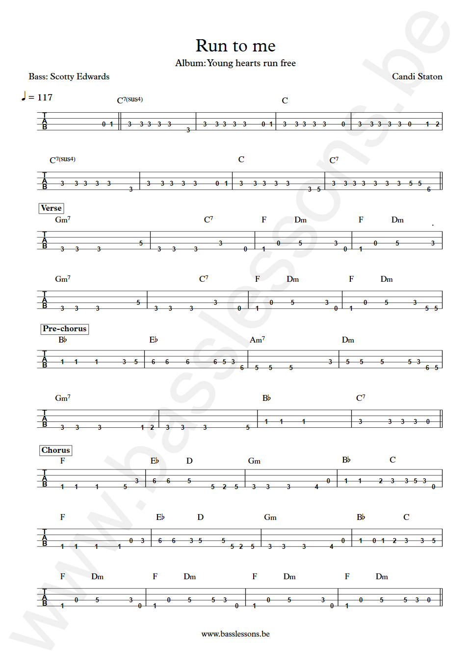 Candi Staton Run to me Scotty Edwards Bass Tab