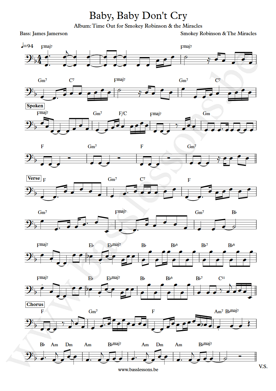 Time Out for Smokey Robinson and the Miracles bass transcription
