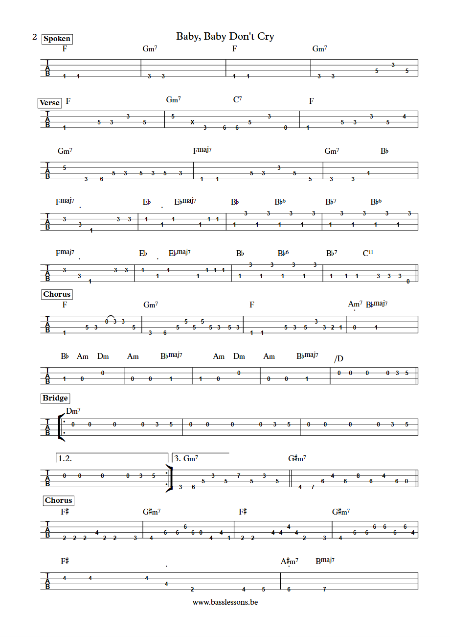 Smokey Robinson and the Miracles Baby Baby dont cry James Jamerson bass tab part 2
