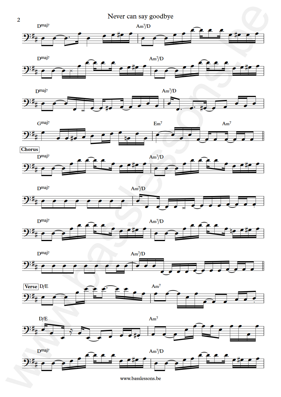 Jackson 5 Never can say goodbye James Jamerson Bass Transcription part 2