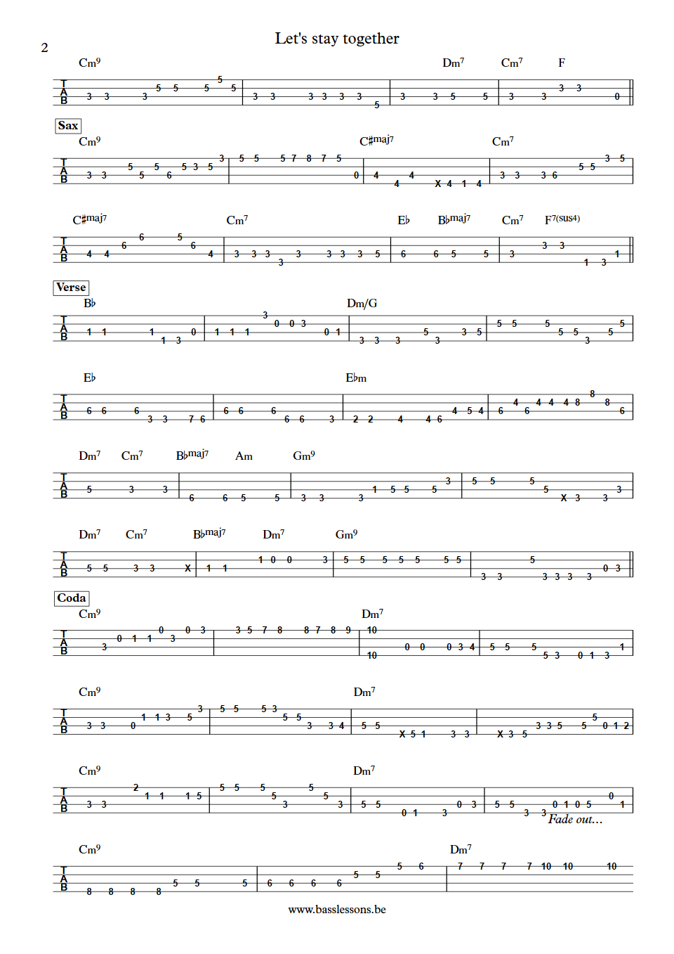 Margie Joseph Let's stay together Jerry Jemmott Bass Tab part 2