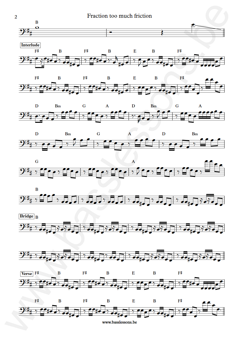 Tim Finn Fraction too much friction Chris Haig Bass Transcription part 2