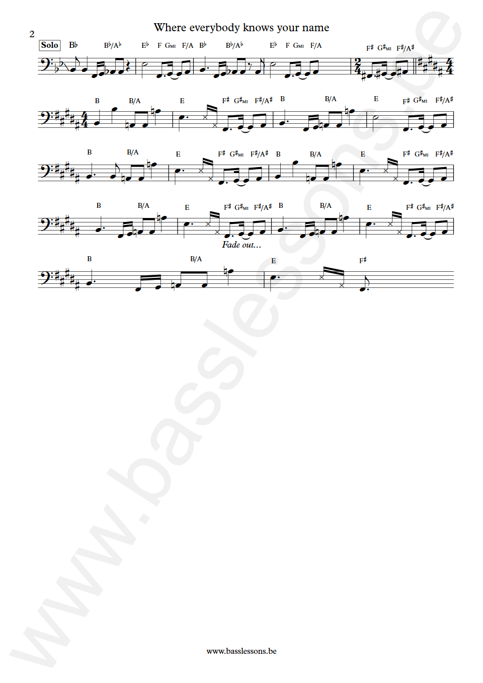 Gary Portnoy Where everybody knows your name Bass Transcription part 2