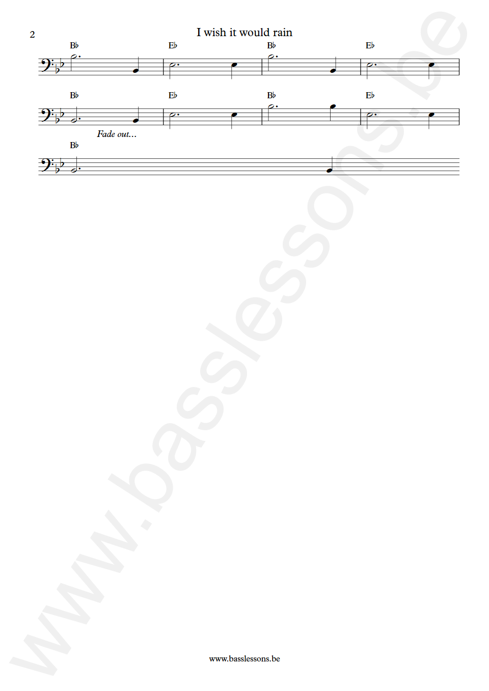 The Temptations I wish it would rain James Jamerson Bass Transcription part 2