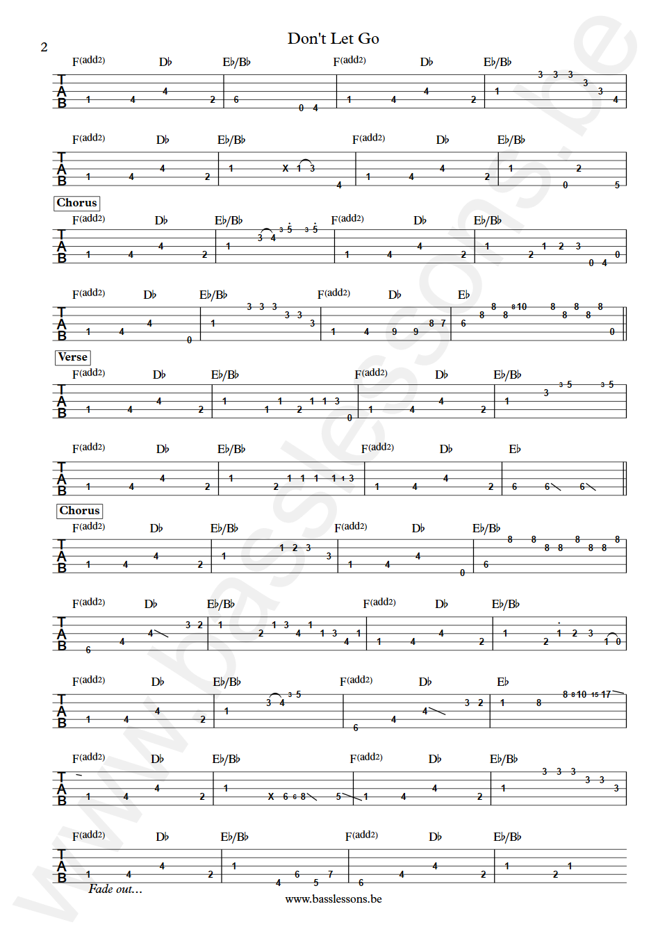 En Vogue Don't Let Go Preston Crump Bass Tab part 2